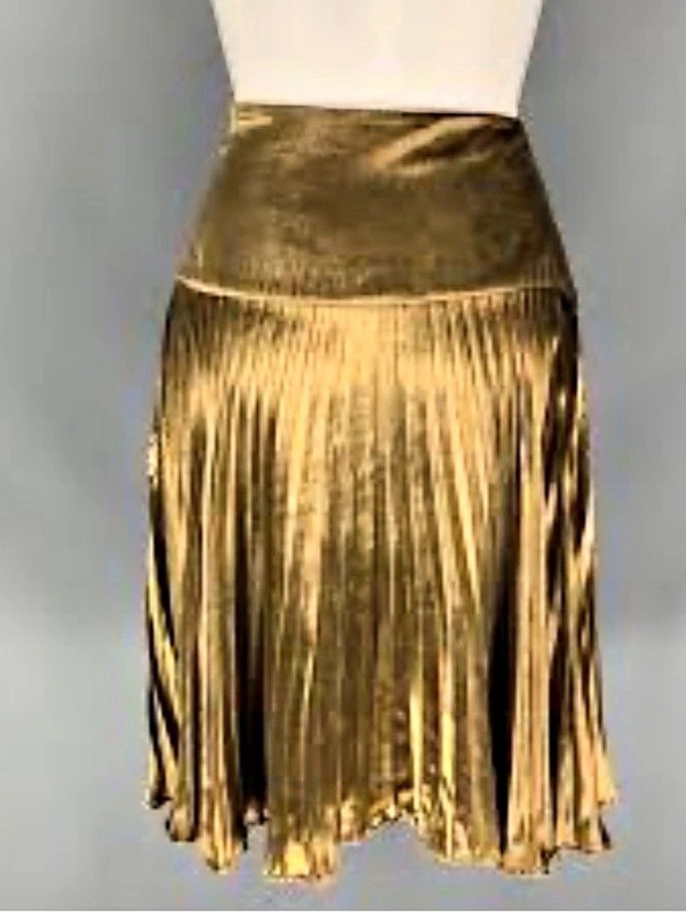 New authentic Ralph Lauren Black Label Gold Silk Velvet Pleated Skirt.